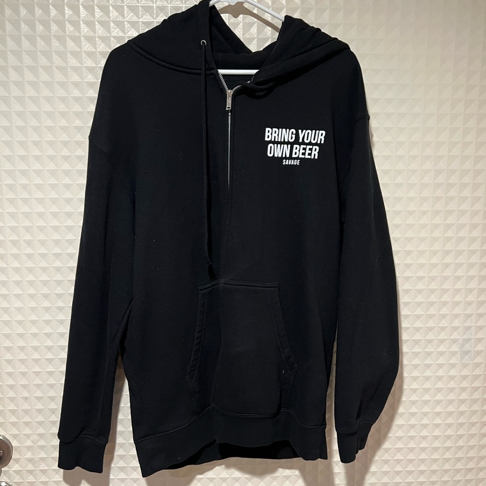 Mens black beer savage zip up